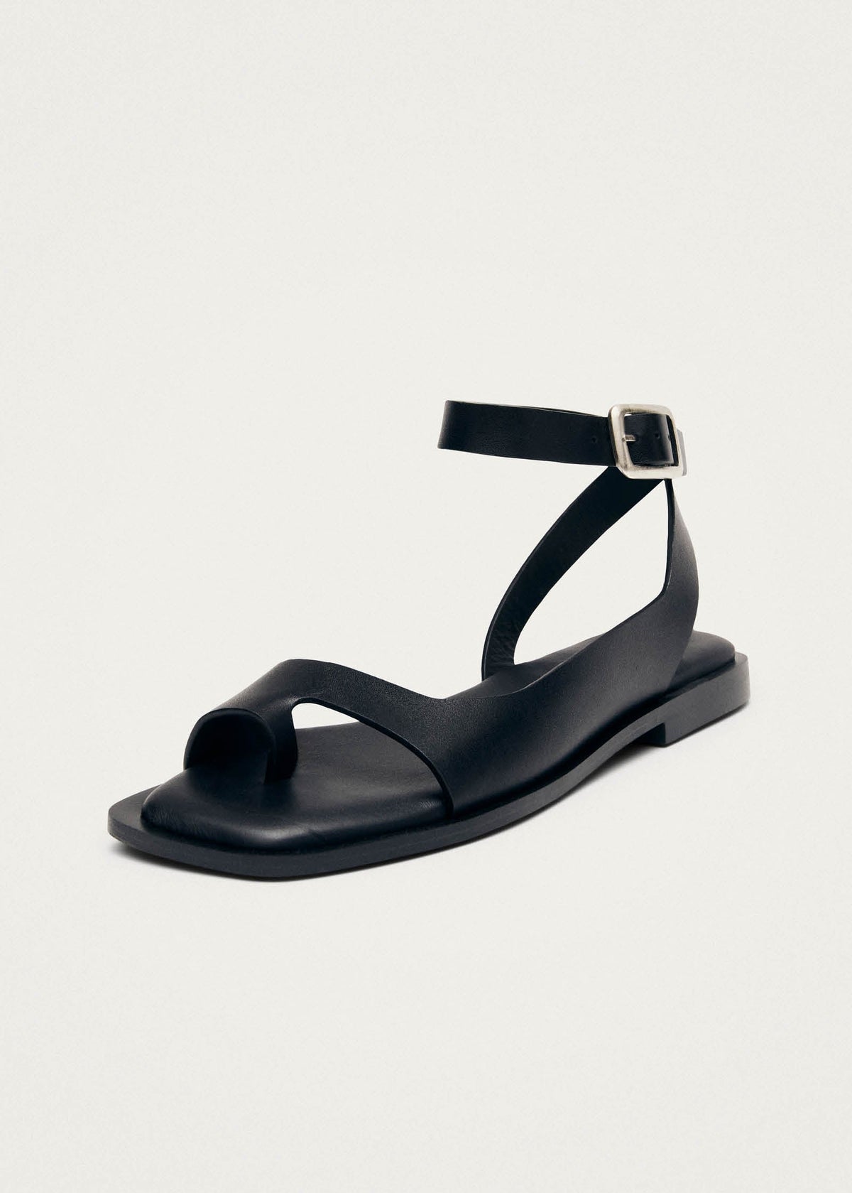 Tebas Black Leather Sandals