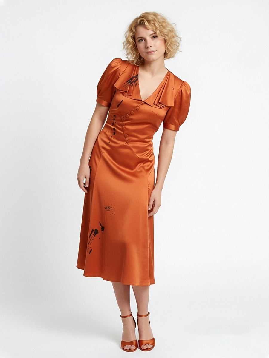 Noir Bride Splatter Satin Dress for Kids and Women