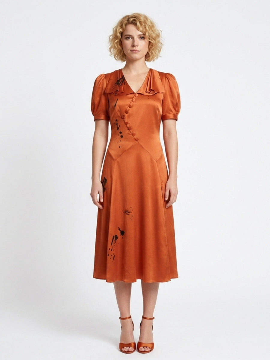 Noir Bride Splatter Satin Dress for Kids and Women