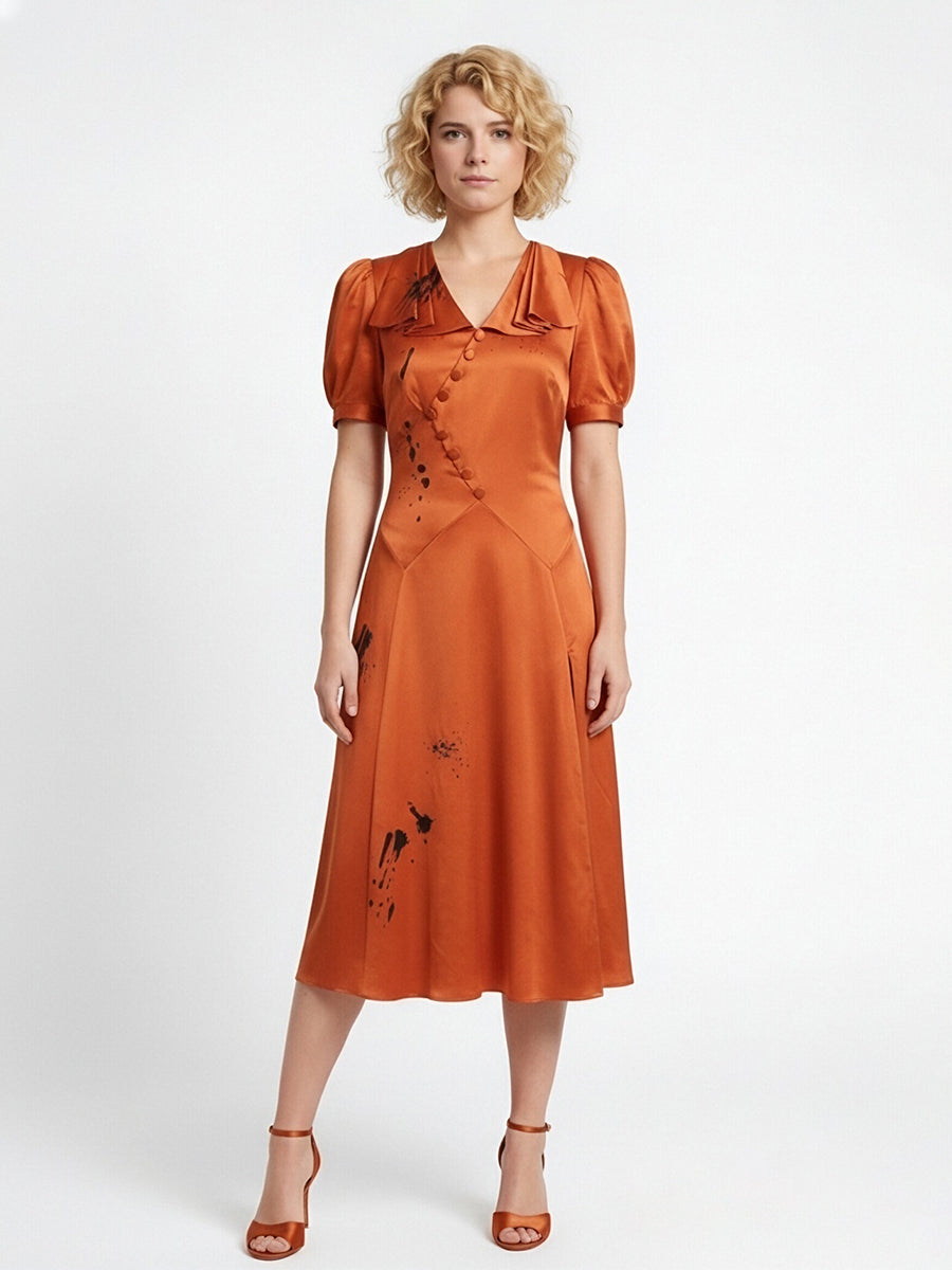 Noir Bride Splatter Satin Dress for Kids and Women