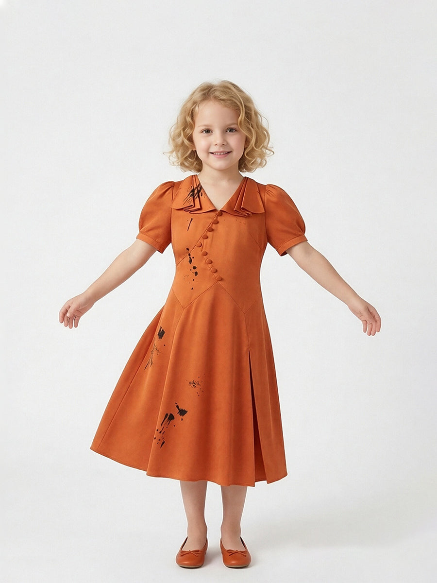 Noir Bride Splatter Satin Dress for Kids and Women