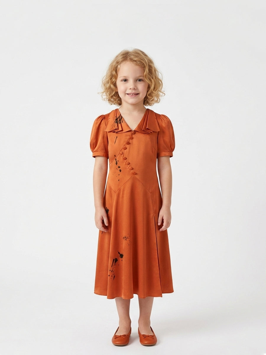 Noir Bride Splatter Satin Dress for Kids and Women