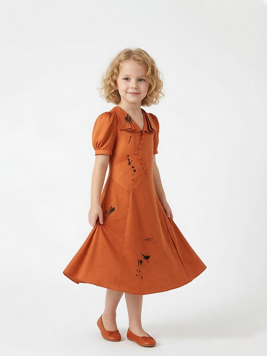 Noir Bride Splatter Satin Dress for Kids and Women