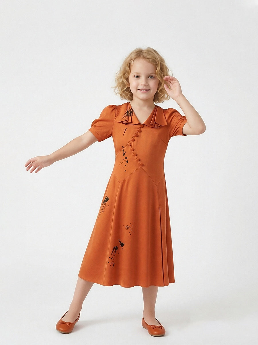 Noir Bride Splatter Satin Dress for Kids and Women