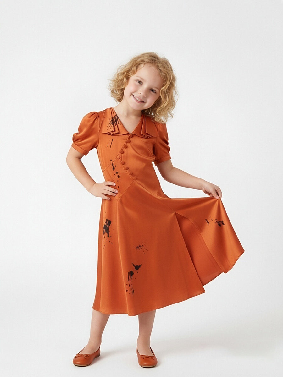 Noir Bride Splatter Satin Dress for Kids and Women