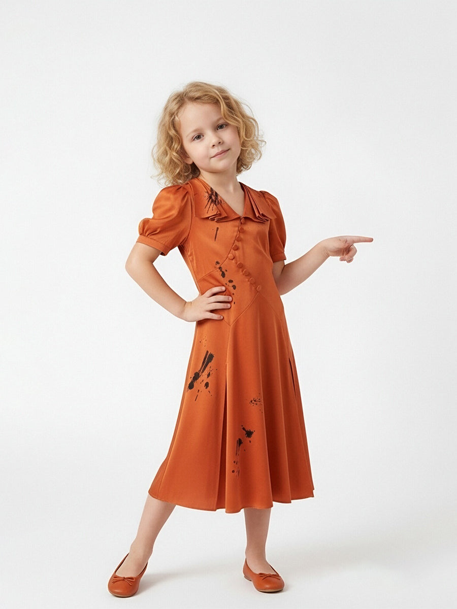 Noir Bride Splatter Satin Dress for Kids and Women