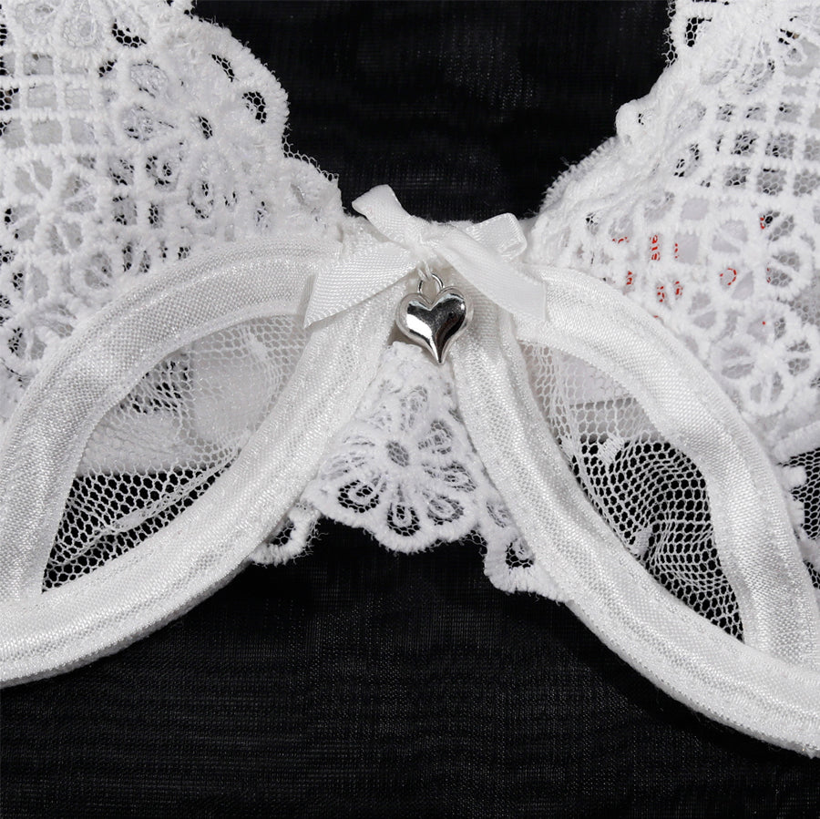 4-Piece Bridal Lace Lingerie Set with Garter Belt