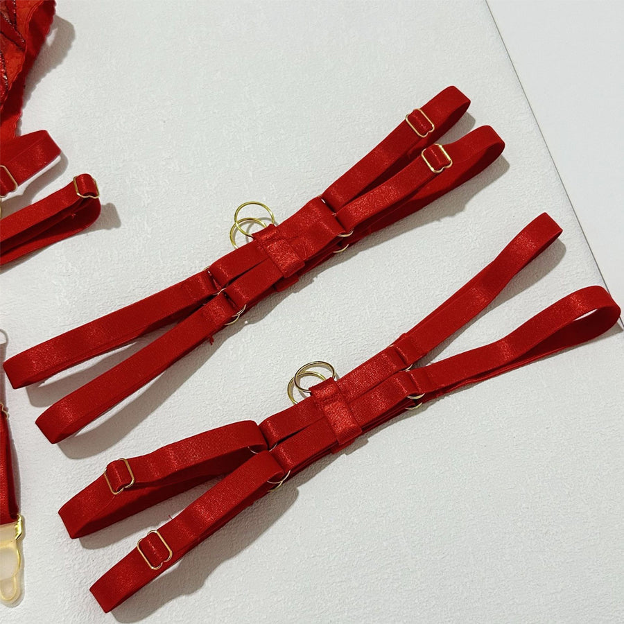 4-Piece Flame Embroidery Bra Set