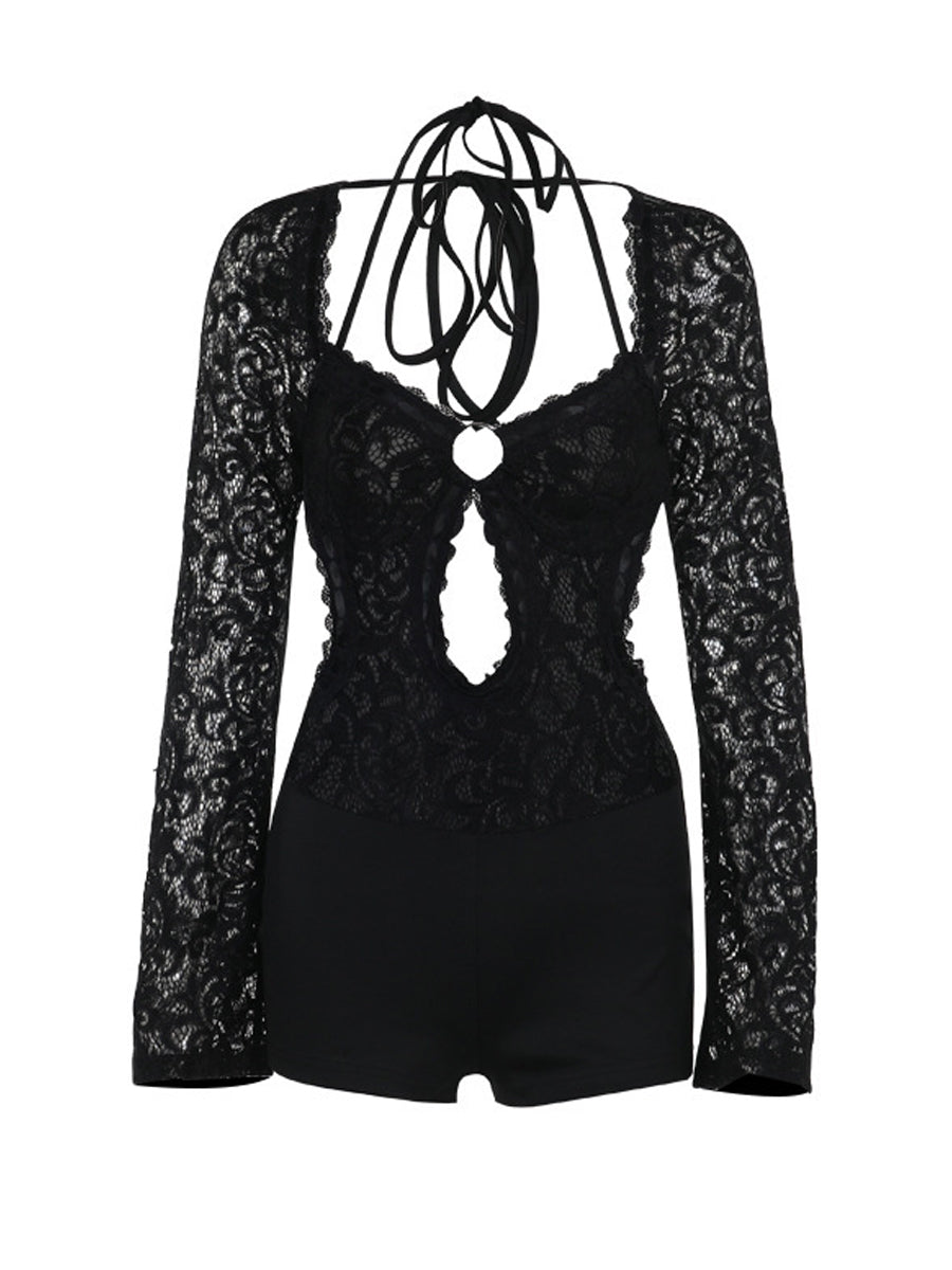Floral Lace Cut-Out Romper